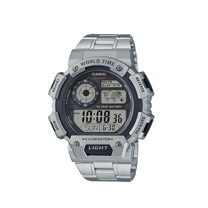 Casio AE-1400WHD-1AVDF Standard Digital Silver Stainless Steel Metal Strap Watch For Men