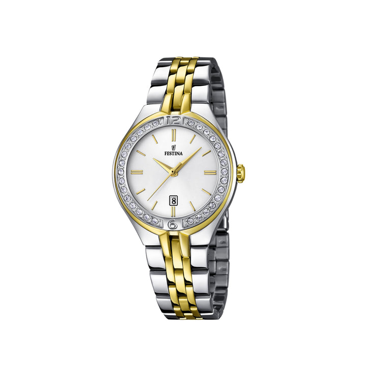Festina F16868/1 Analog Two Tone Stainless Steel Strap Watch For Women