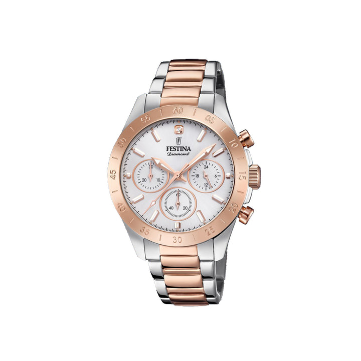 Festina F20398/1 Two-Tone Chronograph Stainless Steel Strap Watch For Women
