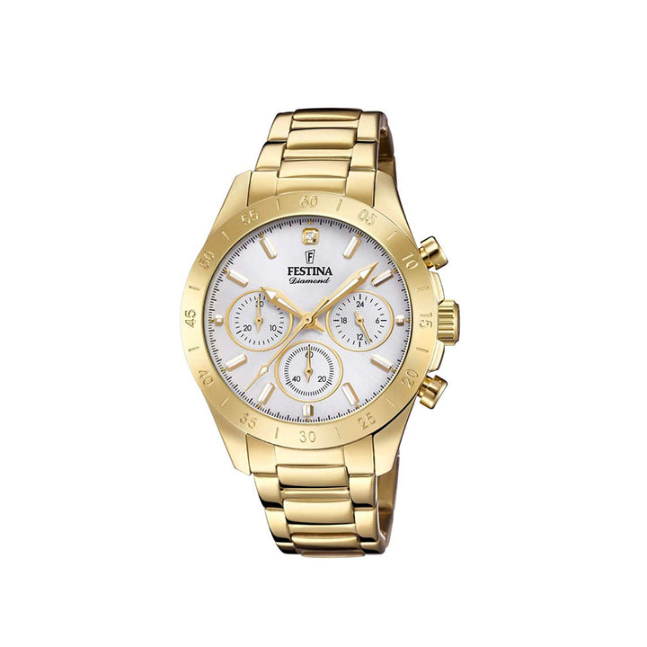 Festina F20400/1 Gold Chronograph Stainless Steel Strap Watch For Women