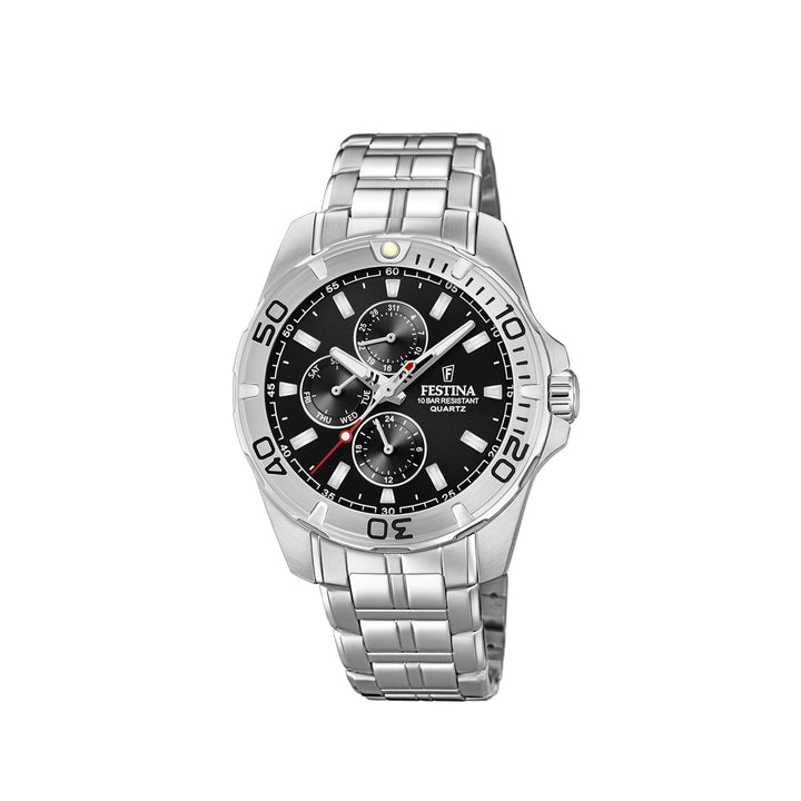 Festina F20445/3 Silver Multifunction Stainless Steel Strap Watch For Men