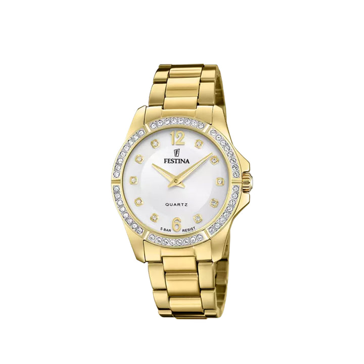 Festina F20596/1 Analog Gold Stainless Steel Strap Watch For Women