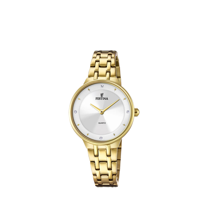 Festina F20601/1 Analog Gold Stainless Steel Strap Watch For Women