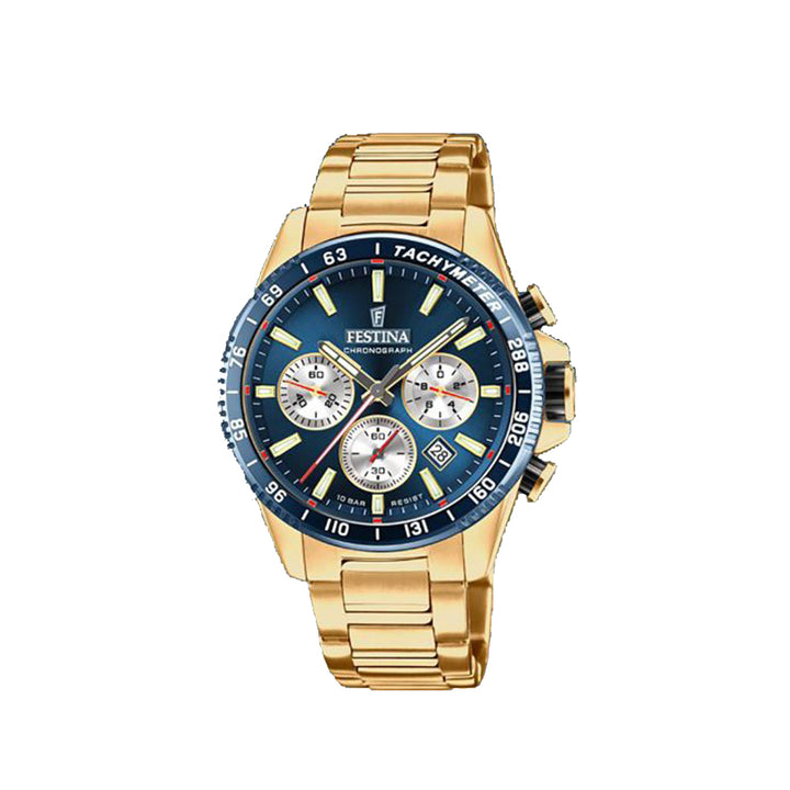 Festina F20634/2 Chronograph Gold Stainless Steel Strap Watch For Men