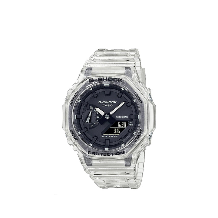 Casio G-Shock GA-2100SKE-7ADR Analog Digital Transparent White Resin Strap Watch For Men