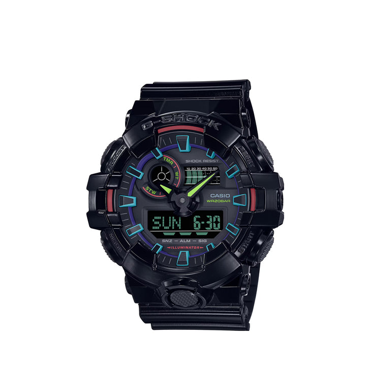 Casio G-Shock GA-700RGB-1ADR Analog Digital Black Resin Strap Watch For Men