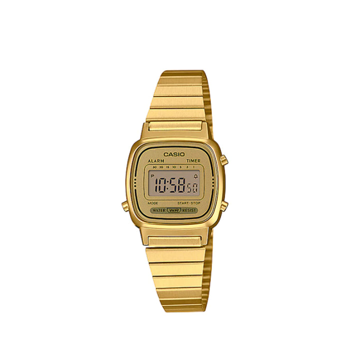 Casio LA670WGA-9SDF Digital Vintage Gold Stainless Steel Metal Strap Watch For Women