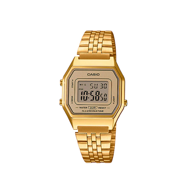 Casio LA680WGA-9DF Gold Digital Stainless Steel Strap Watch For Women