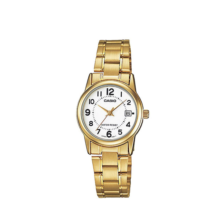 Casio LTP-V002G-7BUDF Gold Analog Stainless Steel Strap Watch For Women