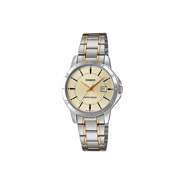 Casio LTP-V004SG-9AUDF Two-Tone Analog Stainless Steel Strap Watch For Women