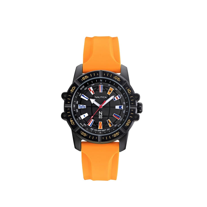 Nautica NAPGCS009 N83 Black/Orange Silicone Strap Watch For Men