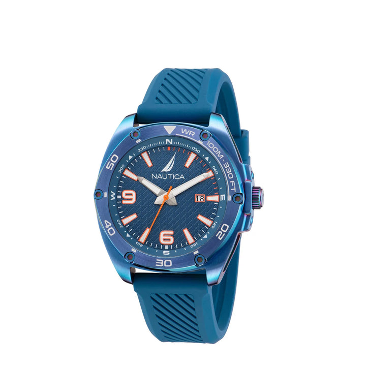 Nautica NAPTCF201 Tin Can Bay Analog Blue Silicone Strap Watch for Men