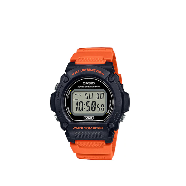 Casio W-219H-4AVDF Digital Orange Resin Strap Watch For Men