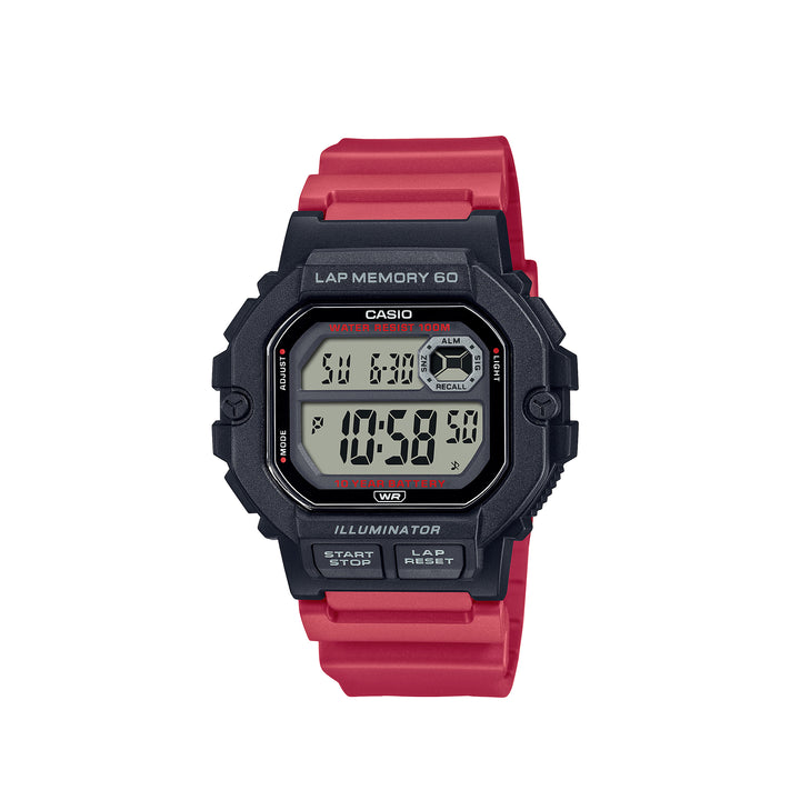 Casio WS-1400H-4AVDF Digital Red Resin Strap Watch For Men