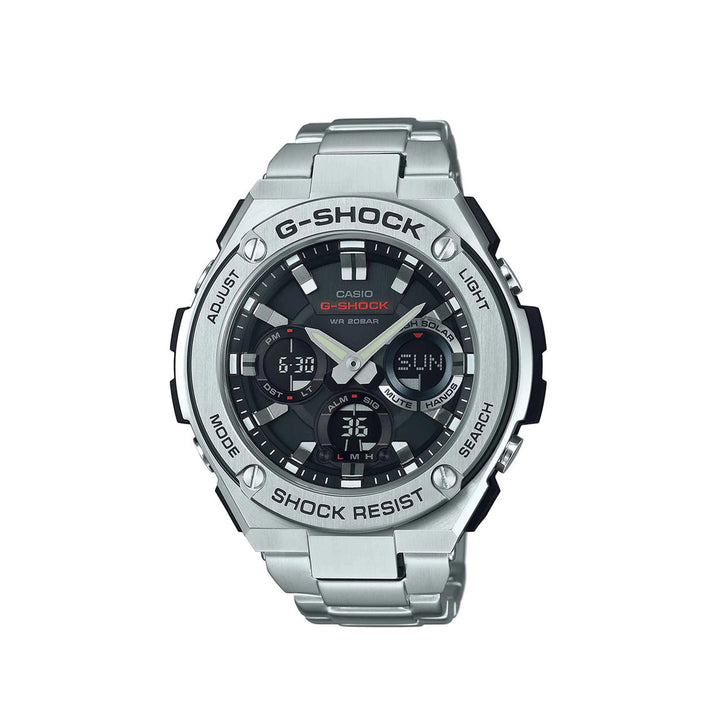 Casio G-Shock GST-S110D-1ADR Silver Analog Digital Stainless Steel Strap Watch For Men